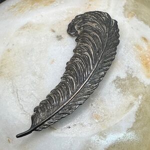 Vintage Beau Sterling Silver Feather Quill Brooch Pin